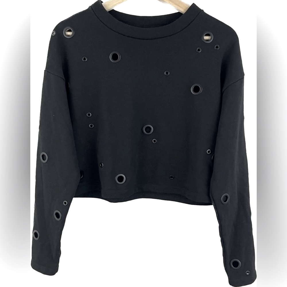 ALO yoga black Cadence crop top sweatshirt